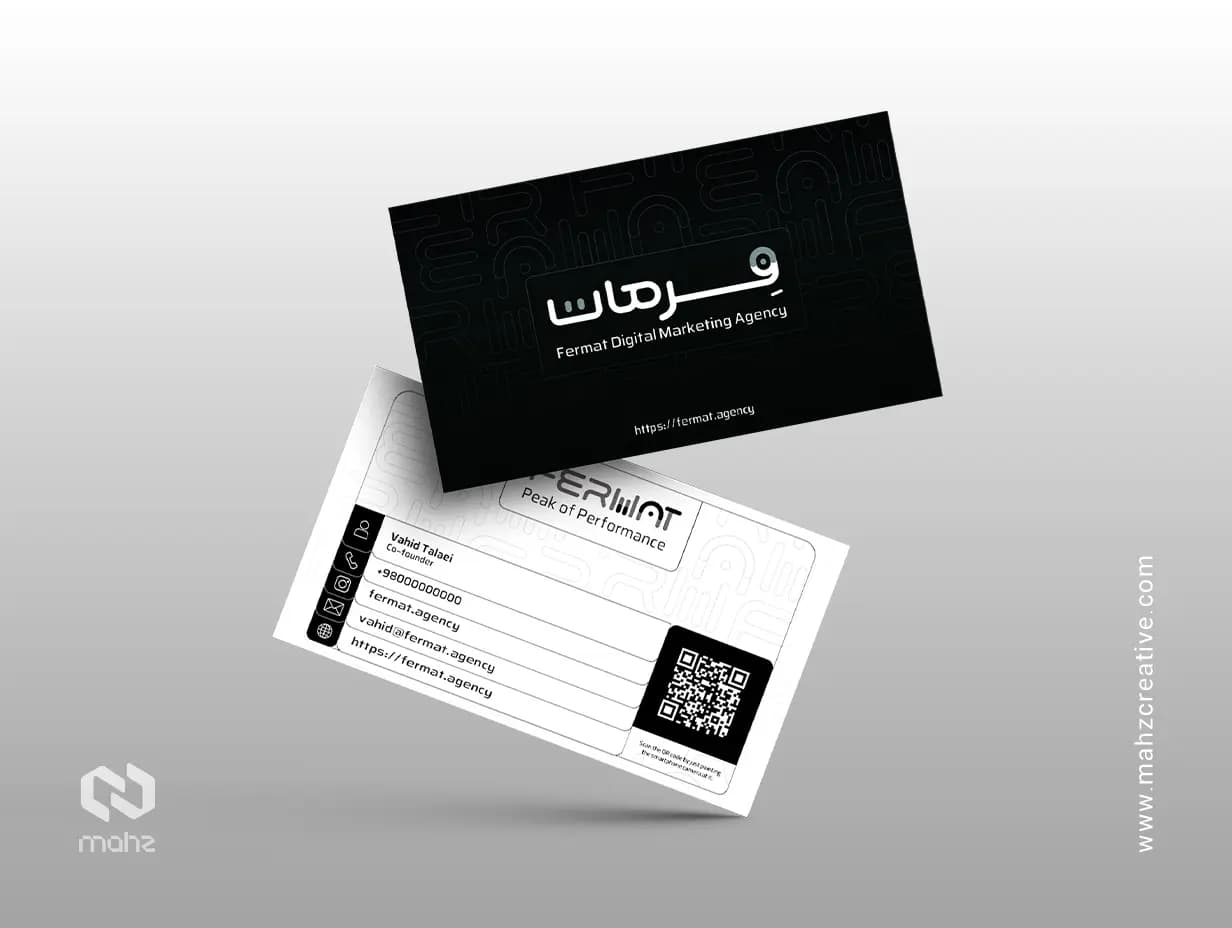 طراحی کارت ویزیت فرمات | برند فعال در زمینه آژانس دیجیتال مارکتینگ
